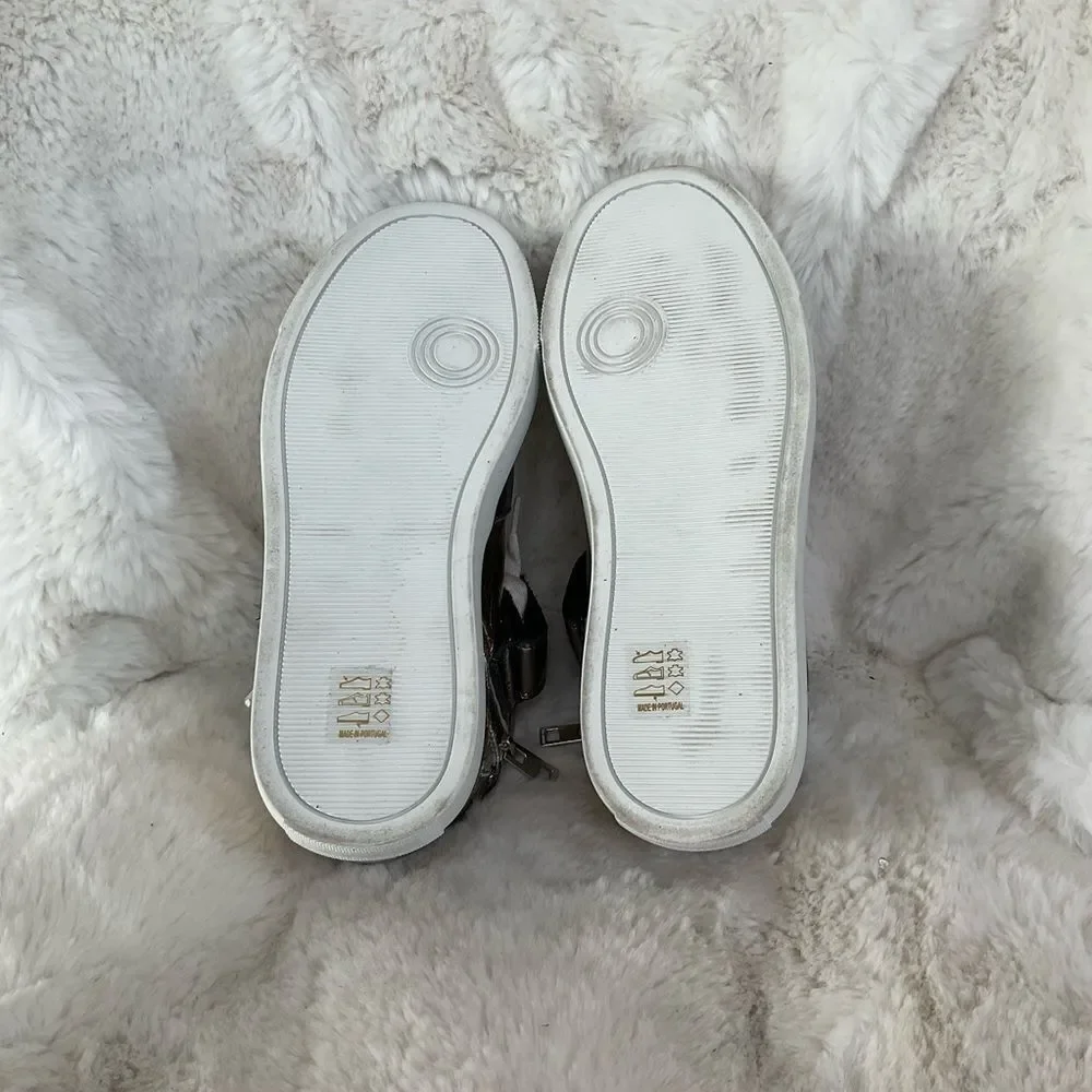 NEW Zadig & Voltaire Silver Gold Mid Top Flash Vintage Metallic Mix Sneakers 6.5
